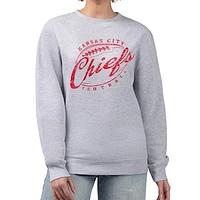 Women's G-III 4Her by Carl Banks Gray Kansas City Chiefs Distressed Graphics Fleece Pullover Sweatshirt