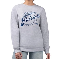Women's G-III 4Her by Carl Banks Gray New England Patriots Distressed Graphics Fleece Pullover Sweatshirt