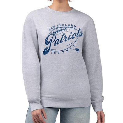 Women's G-III 4Her by Carl Banks Gray New England Patriots Distressed Graphics Fleece Pullover Sweatshirt