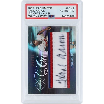 Hank Aaron Milwaukee Braves Autographed 2005 Leaf Limited Limited Cuts #LC-2 #22/44 PSA Authenticated Card