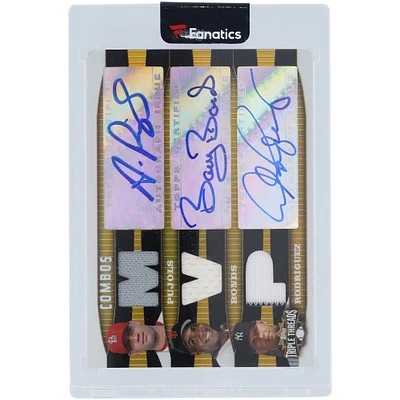 Albert Pujols, Barry Bonds and Alex Rodriguez Autographed 2006 Topps Triple Threads Triple Relic Gold #TTRCA-1 #5/9 Card