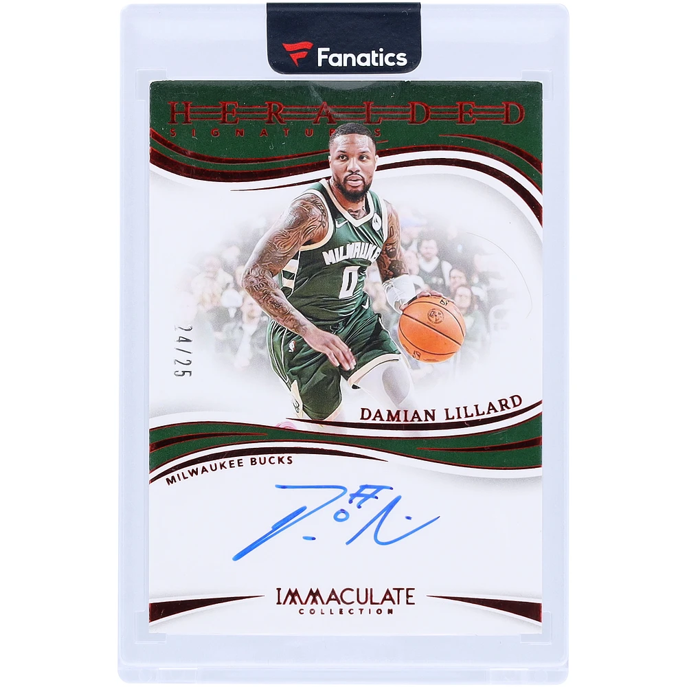 Damian Lillard Milwaukee Bucks Autographed 2023-24 Panini Immaculate Collection Red #IHS-DLM #24/25 Card
