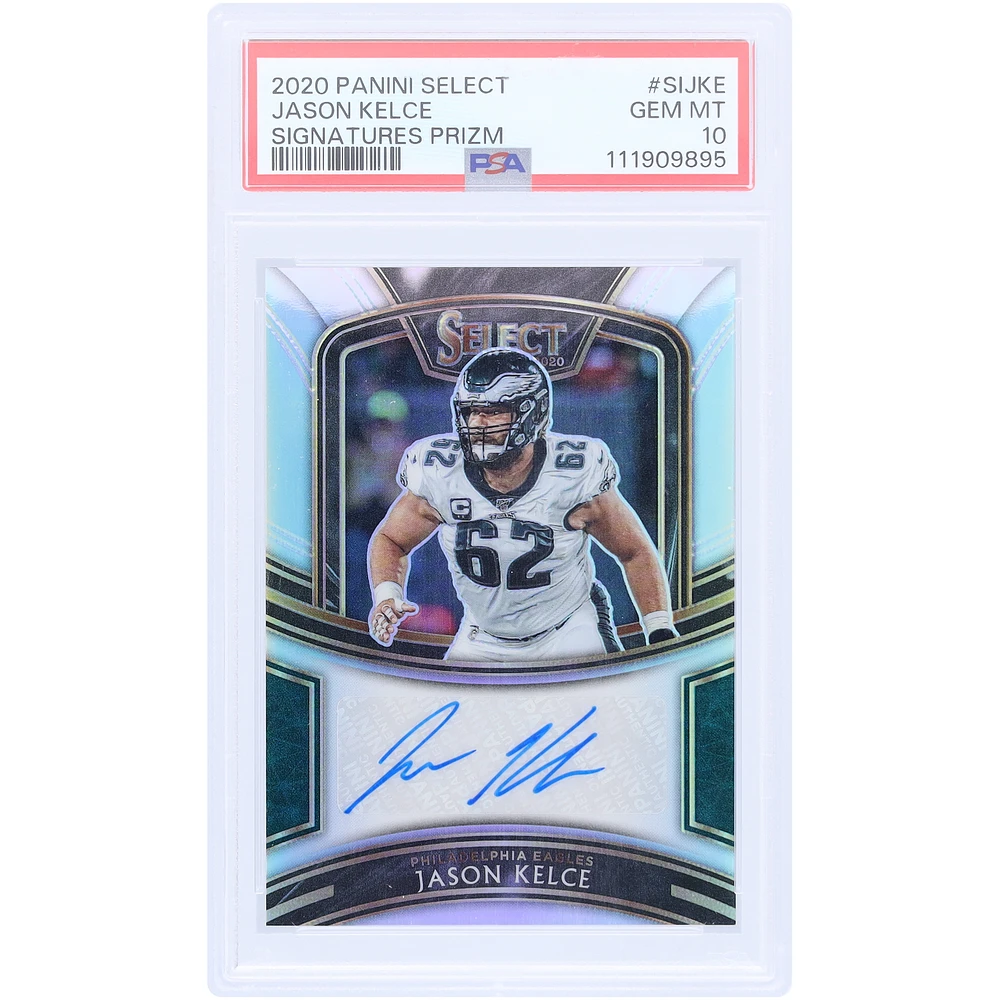 Jason Kelce Philadelphia Eagles Autographed 2020 Panini Select Silver Prizm #SI-JKE #4/99 PSA Authenticated 10 Card