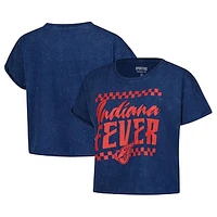 Women's Sportiqe Navy Indiana Fever Rock N Roll Collection Gwen Mineral Wash Cropped T-Shirt