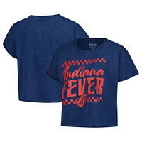 Women's Sportiqe Navy Indiana Fever Rock N Roll Collection Gwen Mineral Wash Cropped T-Shirt