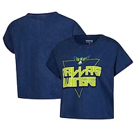 Women's Sportiqe Navy Dallas Wings Rock N Roll Collection Gwen Mineral Wash Cropped T-Shirt