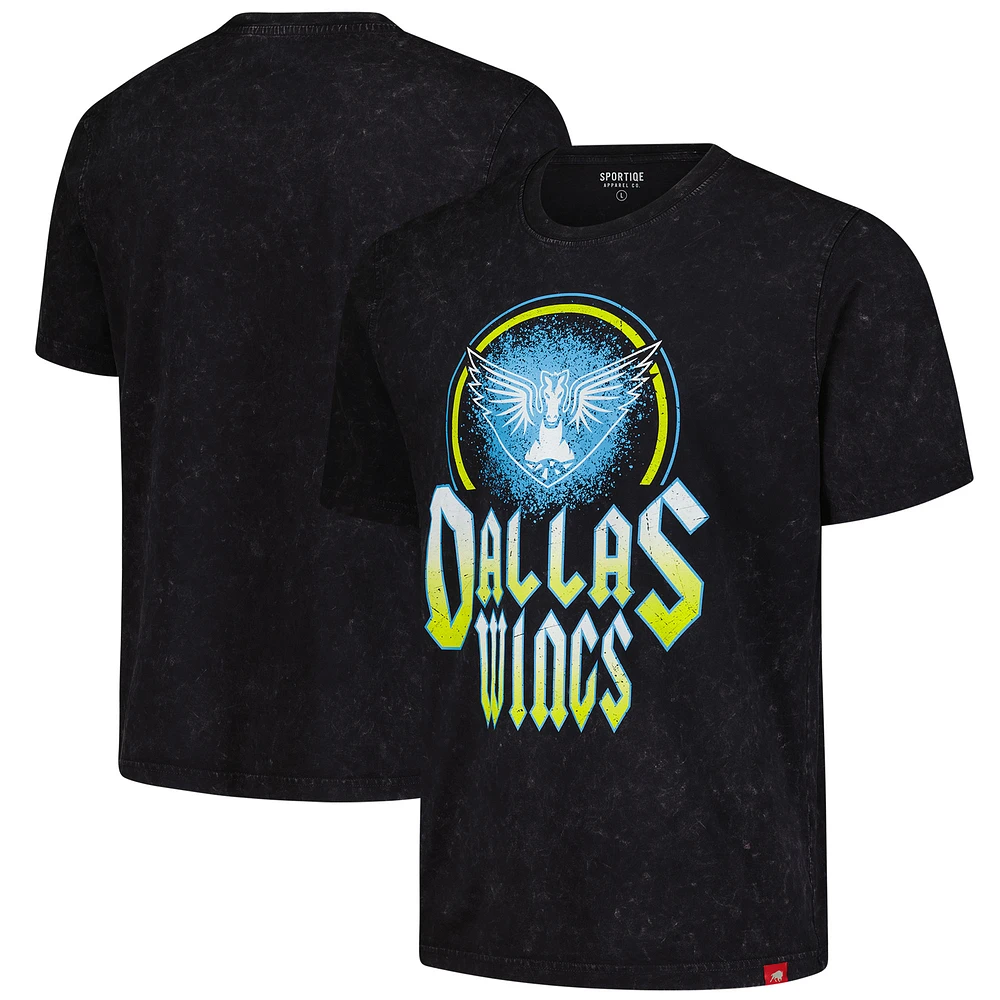 Unisex Sportiqe Black Dallas Wings Rock & Roll Collection Angus Mineral Wash T-Shirt