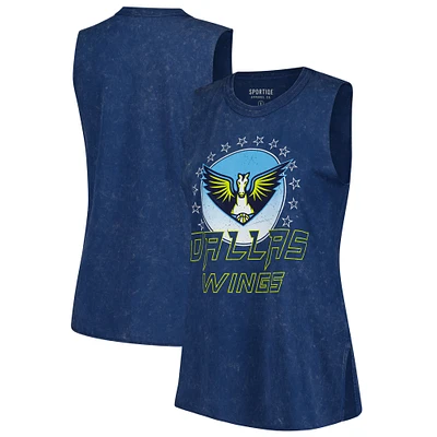 Women's Sportiqe Navy Dallas Wings Rock & Roll Collection Turner Mineral Wash Tank