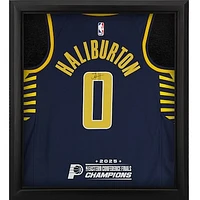 Tyrese Haliburton Indiana Pacers Autographed Nike Navy Icon Swingman Jersey Shadowbox with 2025 NBA Eastern Conference Champions Logo