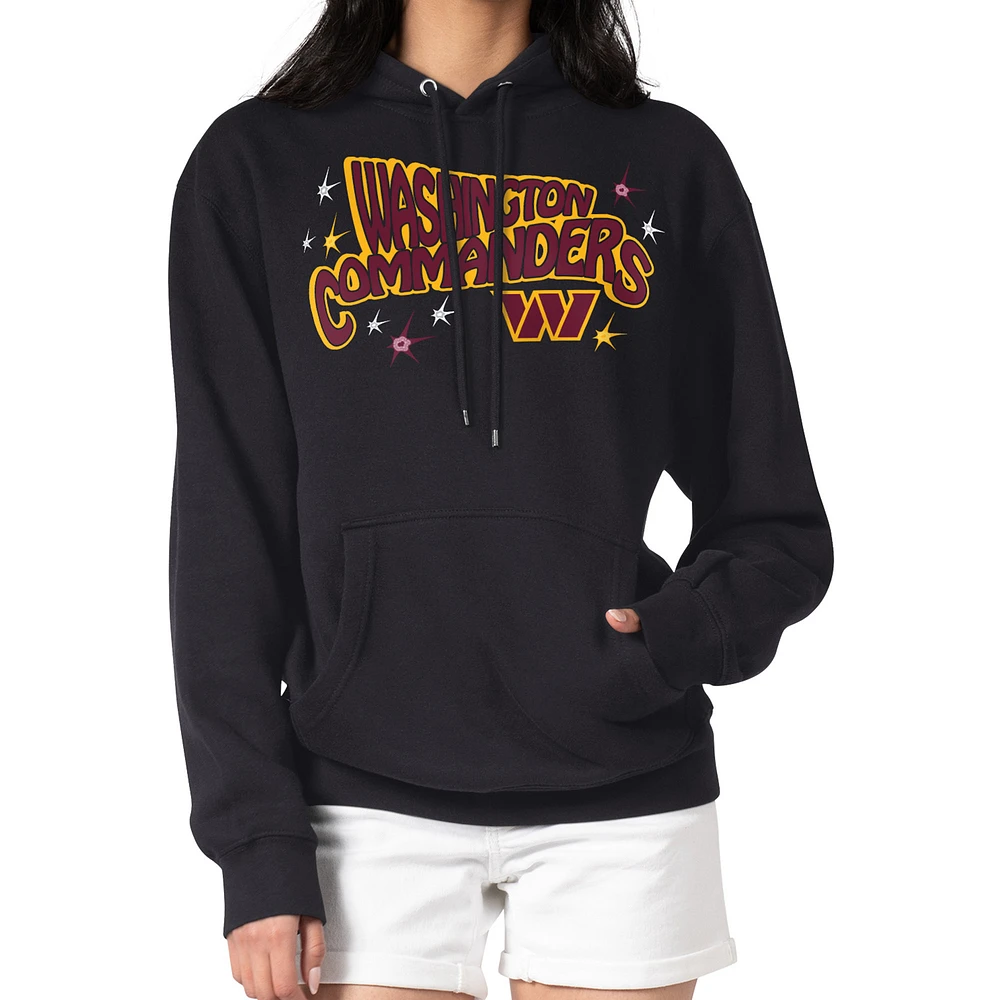 Women's Starter Black Washington Commanders Fireworks Fleece Pullover Hoodie