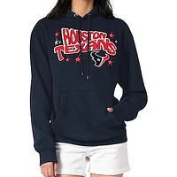 Women's Starter Navy Houston Texans Fireworks Fleece Pullover Hoodie