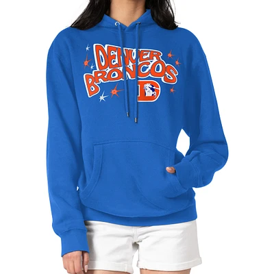 Women's Starter Royal Denver Broncos Fireworks Fleece Pullover Hoodie