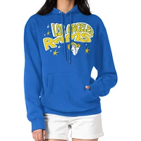 Women's Starter Royal Los Angeles Rams Fireworks Fleece Pullover Hoodie