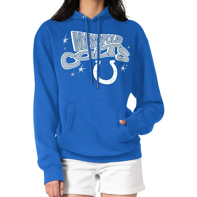 Women's Starter Royal Indianapolis Colts Fireworks Fleece Pullover Hoodie