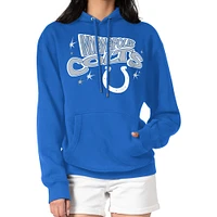 Women's Starter Royal Indianapolis Colts Fireworks Fleece Pullover Hoodie