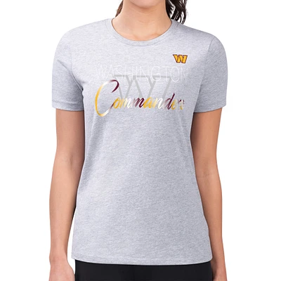 Women's G-III 4Her by Carl Banks Gray Washington Commanders Fitted Shadow Logo T-Shirt