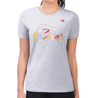 Women's G-III 4Her by Carl Banks Gray Kansas City Chiefs Fitted Shadow Logo T-Shirt