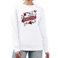 Women's G-III 4Her by Carl Banks White Tampa Bay Buccaneers Roses Fleece Tri-Blend Pullover Sweatshirt