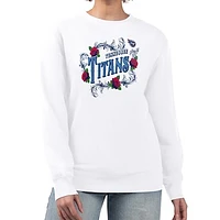 Women's G-III 4Her by Carl Banks White Tennessee Titans Roses Fleece Tri-Blend Pullover Sweatshirt
