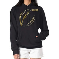 Women's G-III 4Her by Carl Banks Black San Francisco 49ers Metallic Print Football Sketch Fleece Pullover Hoodie