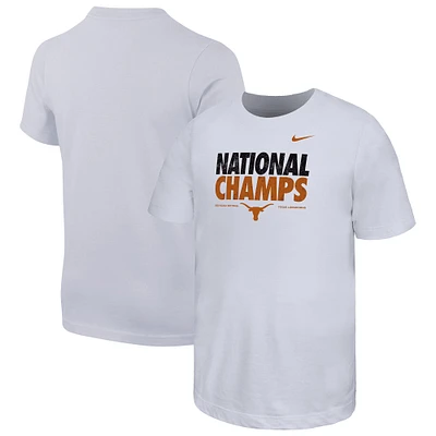 Youth Nike  White Texas Longhorns 2025 NCAA Softball Women's College World Series Champions Bold T-Shirt