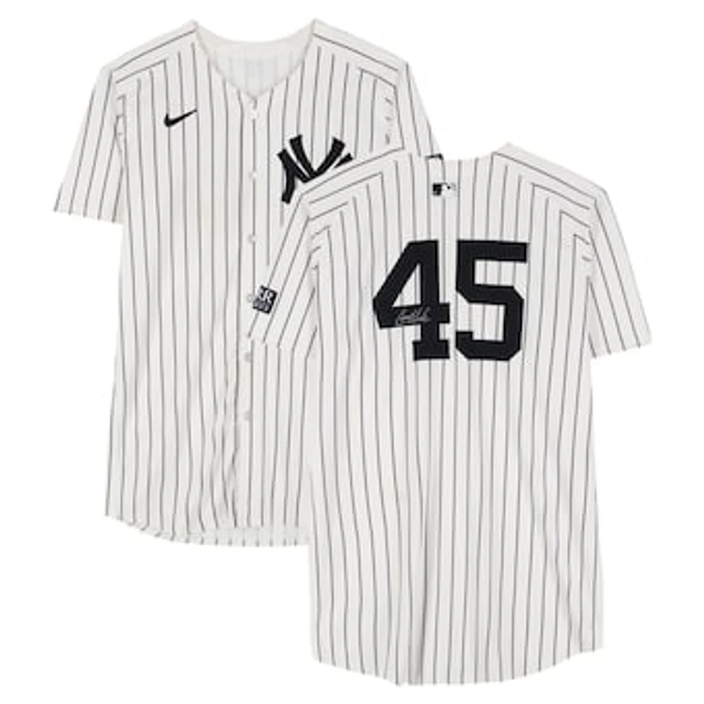 Gerrit Cole New York Yankees Autographed Game-Used #45 White Nike Pinstripe Jersey vs. New York Mets on July 24, 2024