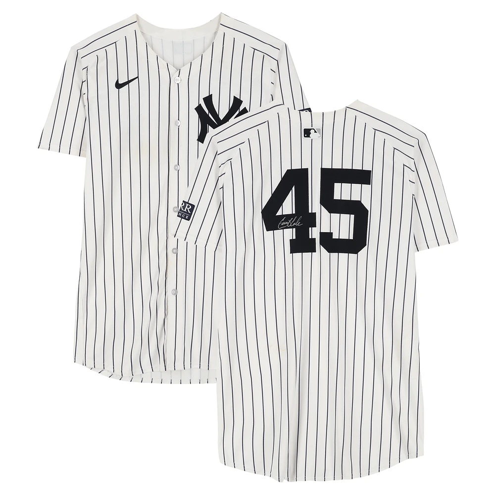 Gerrit Cole New York Yankees Autographed Game-Used #45 White Nike Pinstripe Jersey vs. New York Mets on July 24, 2024