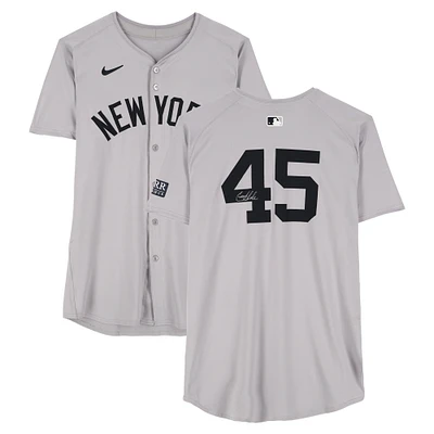Gerrit Cole New York Yankees Autographed Game-Used #45 Gray Nike Jersey vs. Baltimore Orioles on July 12, 2024 - 6 IP, ER, 7 K, W