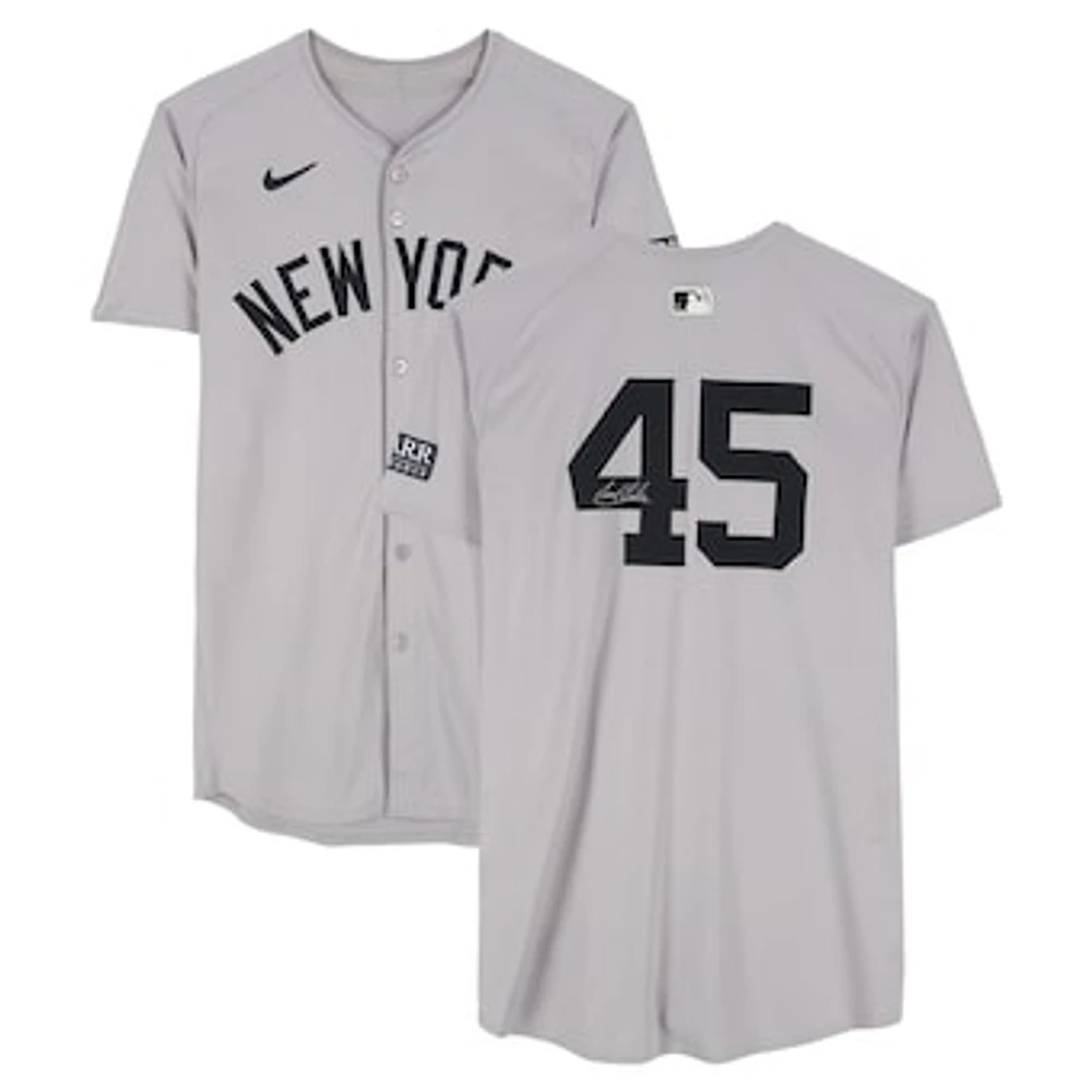 Gerrit Cole New York Yankees Autographed Game-Used #45 Gray Nike Jersey vs. Washington Nationals on August 27, 2024