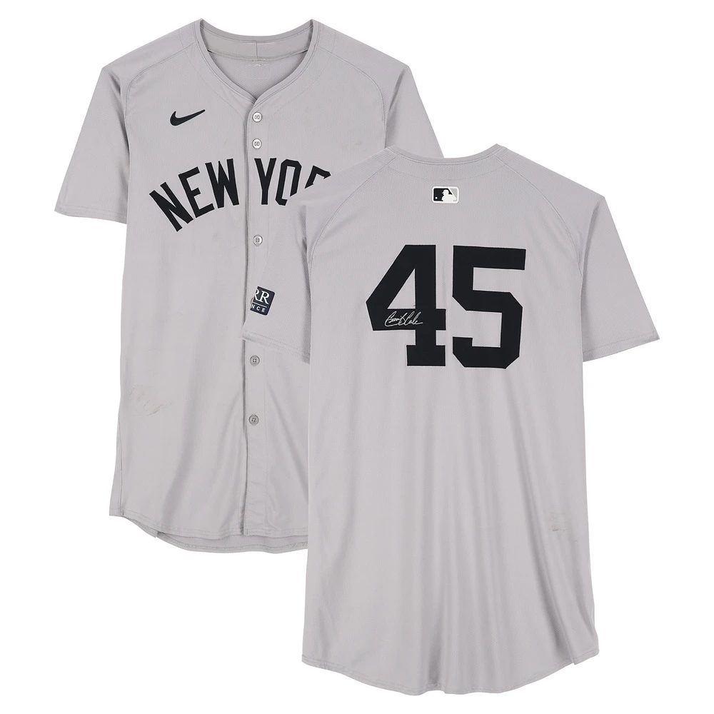 Gerrit Cole New York Yankees Autographed Game-Used #45 Gray Nike Jersey vs. Detroit Tigers on August 16, 2024 - 6 IP, 8 K, W
