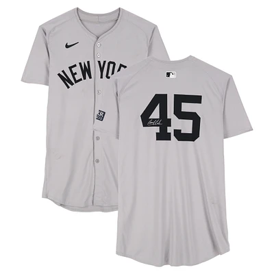 Gerrit Cole New York Yankees Autographed Game-Used #45 Gray Nike Jersey vs. Detroit Tigers on August 16, 2024 - 6 IP, 8 K, W
