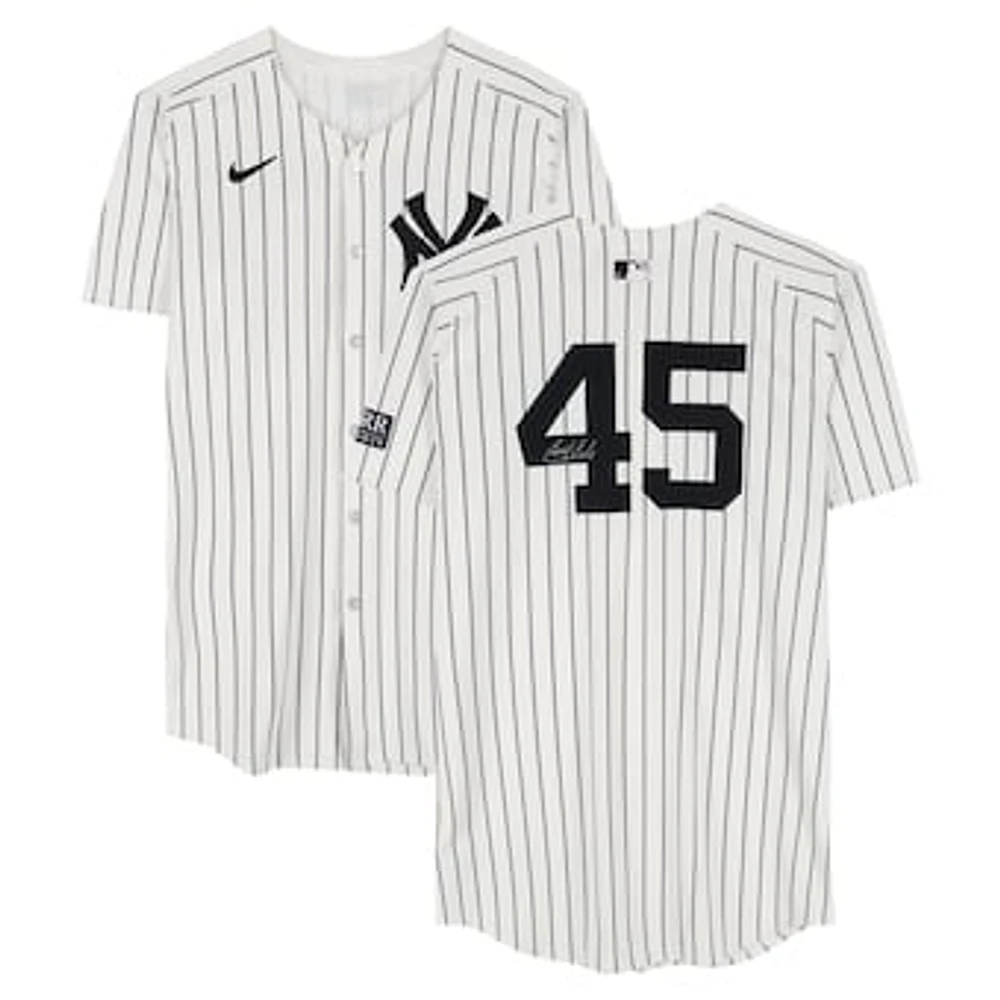 Gerrit Cole New York Yankees Autographed Game-Used #45 White Nike Pinstripe Jersey vs. Boston Red Sox on September 14, 2024