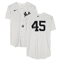 Gerrit Cole New York Yankees Autographed Game-Used #45 White Nike Pinstripe Jersey vs. Boston Red Sox on September 14, 2024
