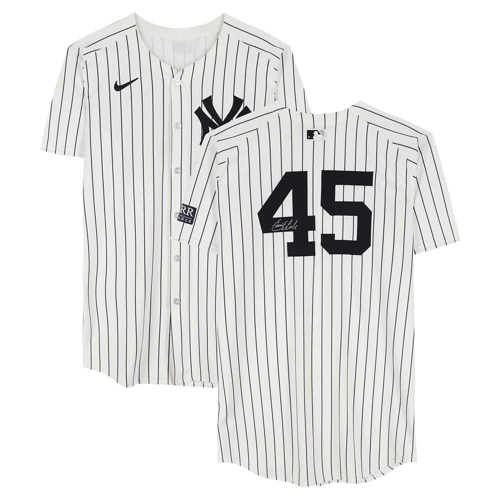 Gerrit Cole New York Yankees Autographed Game-Used #45 White Nike Pinstripe Jersey vs. Boston Red Sox on September 14, 2024