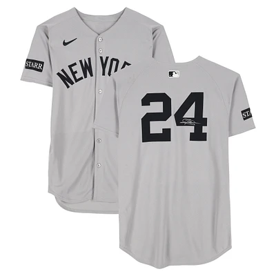 Jasson Domínguez New York Yankees Autographed Game-Used #24 Gray Nike Jersey vs. Pittsburgh Pirates on April 4, 2025 - 2-4, 2 RBI