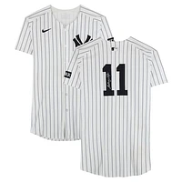 Anthony Volpe New York Yankees Autographed Game-Used #11 White Nike Pinstripe Jersey vs. Kansas City Royals on April 16, 2025 - 1-4, 2 RBI