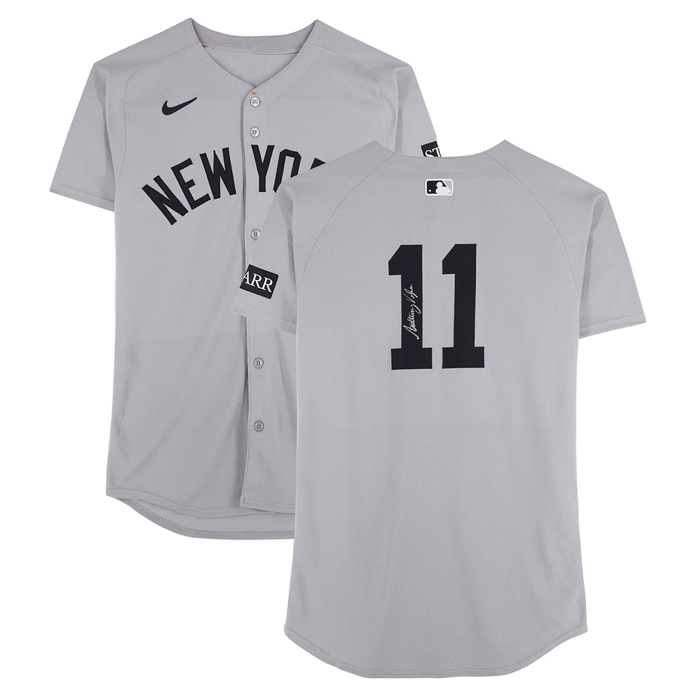 Anthony Volpe New York Yankees Autographed Game-Used #11 Gray Nike Jersey vs. Pittsburgh Pirates on April 4, 2025 - 3-4, RBI, 2 R