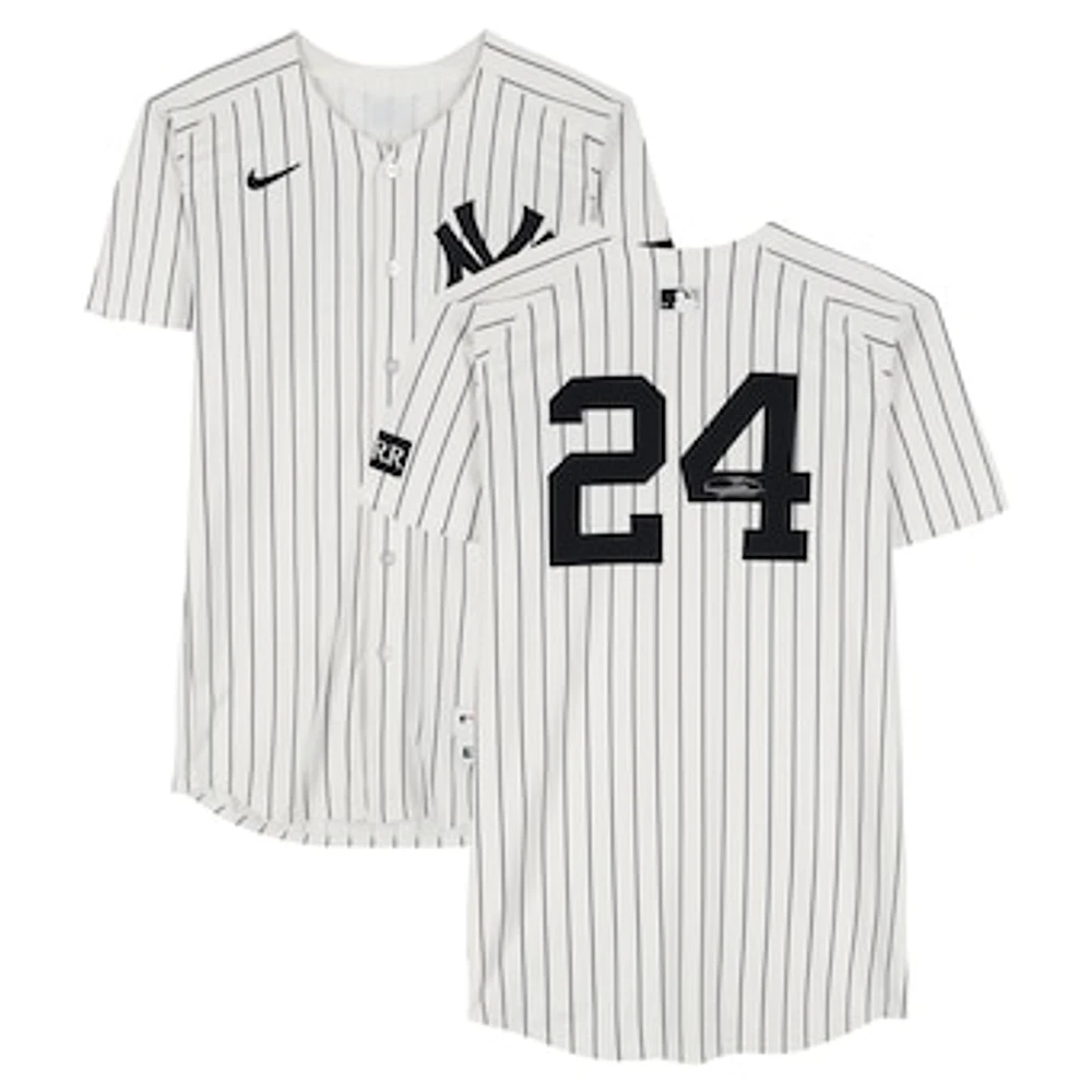 Jasson Domínguez New York Yankees Autographed Game-Used #24 White Nike Pinstripe Jersey vs. Kansas City Royals on April 16, 2025