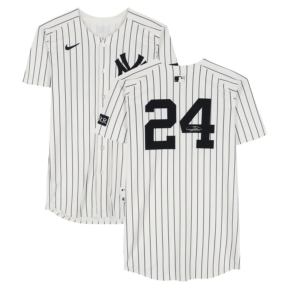 Jasson Domínguez New York Yankees Autographed Game-Used #24 White Nike Pinstripe Jersey vs. Kansas City Royals on April 16, 2025