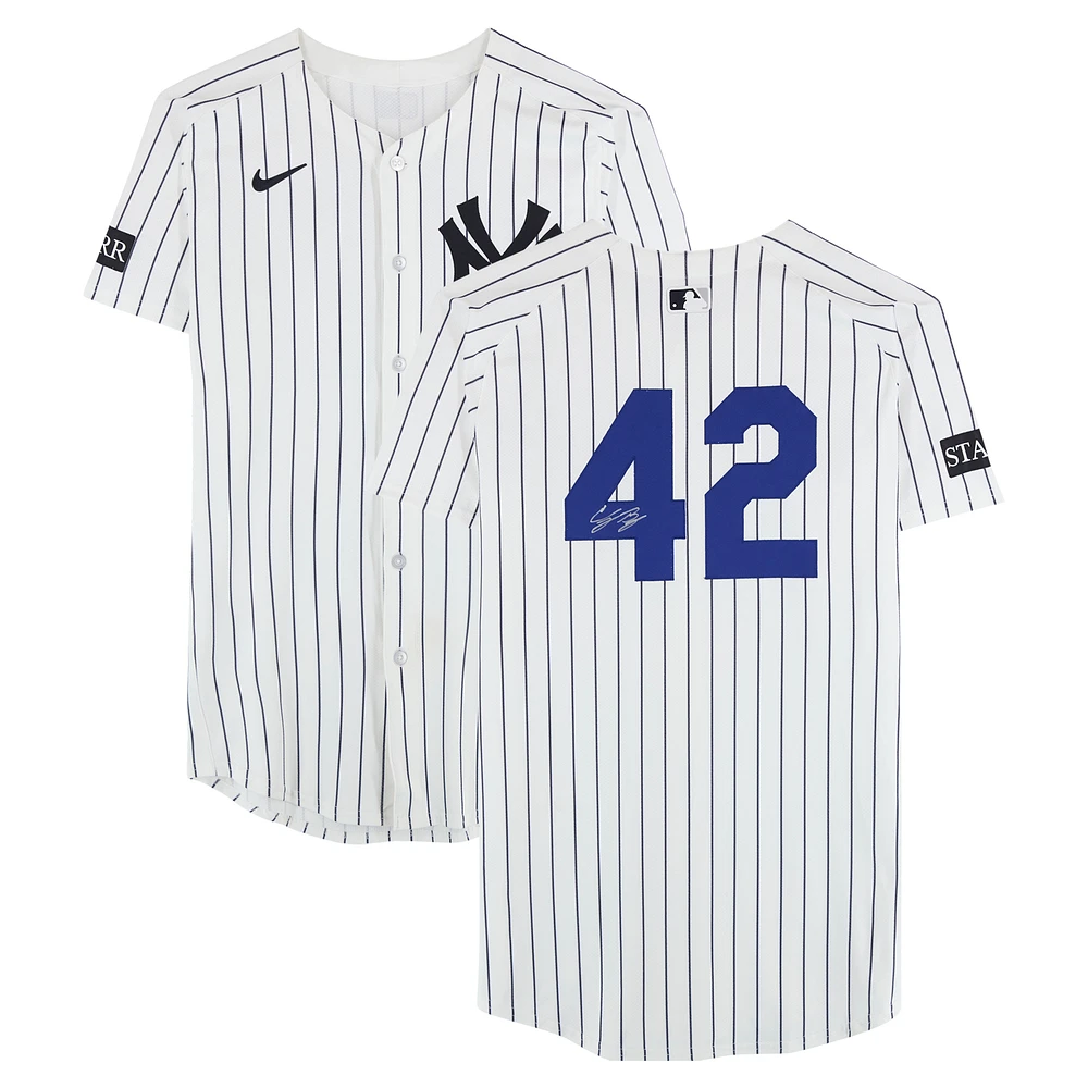 Cody Bellinger New York Yankees Autographed Game-Used #42 White Nike Pinstripe Jersey vs. Kansas City Royals on April 15, 2025 - Jackie Robinson Day