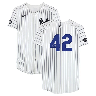 Cody Bellinger New York Yankees Autographed Game-Used #42 White Nike Pinstripe Jersey vs. Kansas City Royals on April 15, 2025 - Jackie Robinson Day