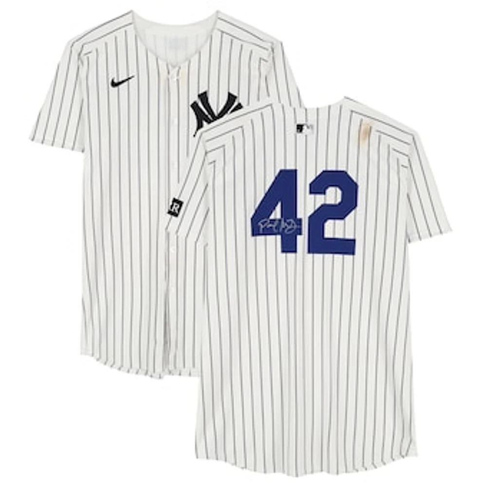 Paul Goldschmidt New York Yankees Autographed Game-Used #42 White Nike Pinstripe Jersey vs. Kansas City Royals on April 15, 2025 - Jackie Robinson Day