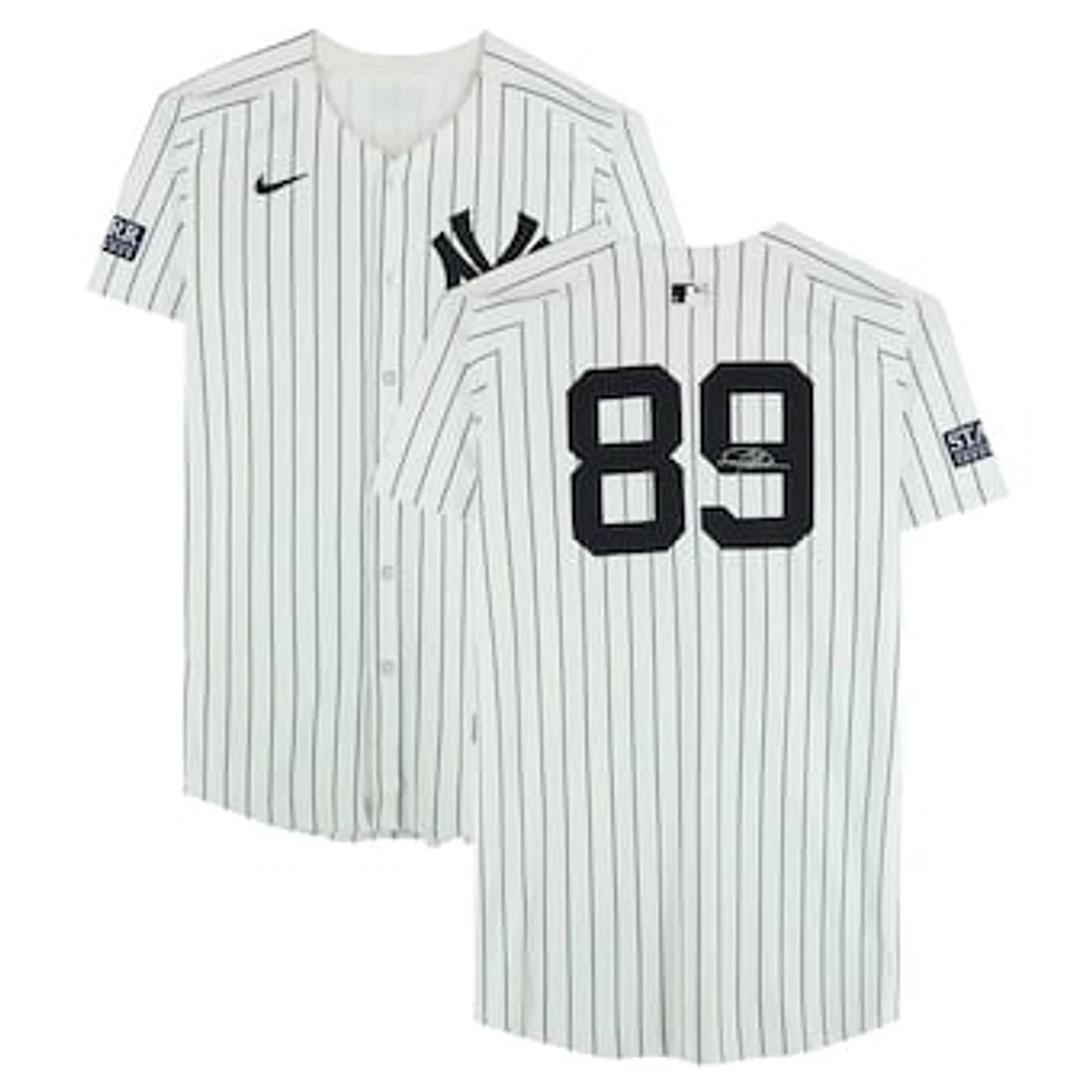 Jasson Domínguez New York Yankees Autographed Player-Worn #89 White Nike Pinstripe Jersey vs. Cleveland Guardians on October 14, 2024