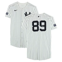 Jasson Domínguez New York Yankees Autographed Player-Worn #89 White Nike Pinstripe Jersey vs. Cleveland Guardians on October 14, 2024