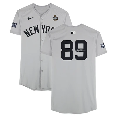 Jasson Domínguez New York Yankees Autographed Player-Issued #89 Gray Nike Jersey from the 2024 World Series