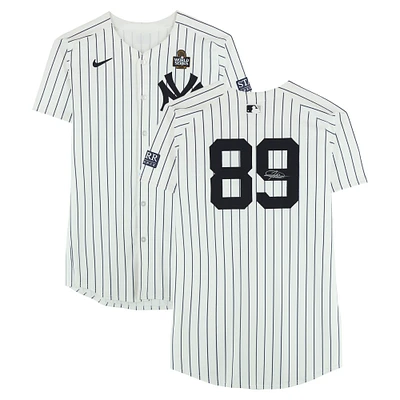 Jasson Domínguez New York Yankees Autographed Player-Issued #89 White Nike Pinstripe Jersey from the 2024 World Series