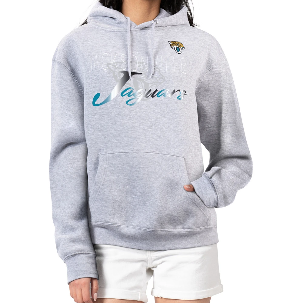 Women's G-III 4Her by Carl Banks Gray Jacksonville Jaguars Shadow Logo Fleece Pullover Hoodie