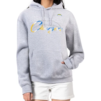 Women's G-III 4Her by Carl Banks Gray Los Angeles Chargers Shadow Logo Fleece Pullover Hoodie