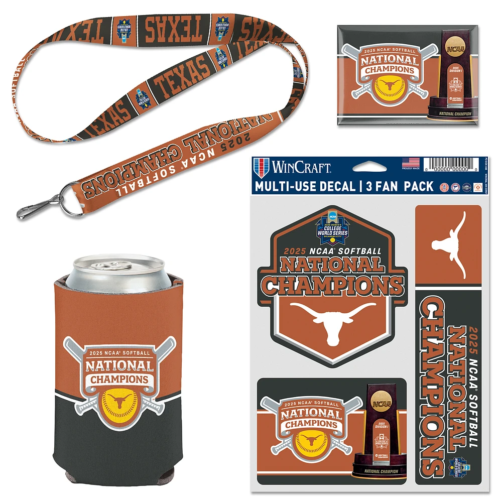 WinCraft Texas Longhorns 2025 NCAA Softball Women's College World Series Champions Four-Piece Fan Pack