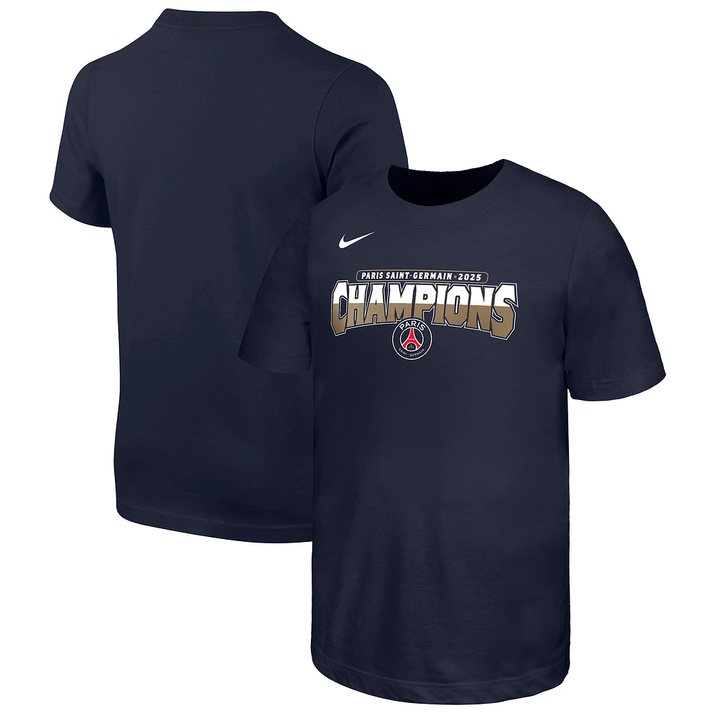 Youth Nike Navy Paris Saint-Germain 2025 Champions League Winners Core T-Shirt
